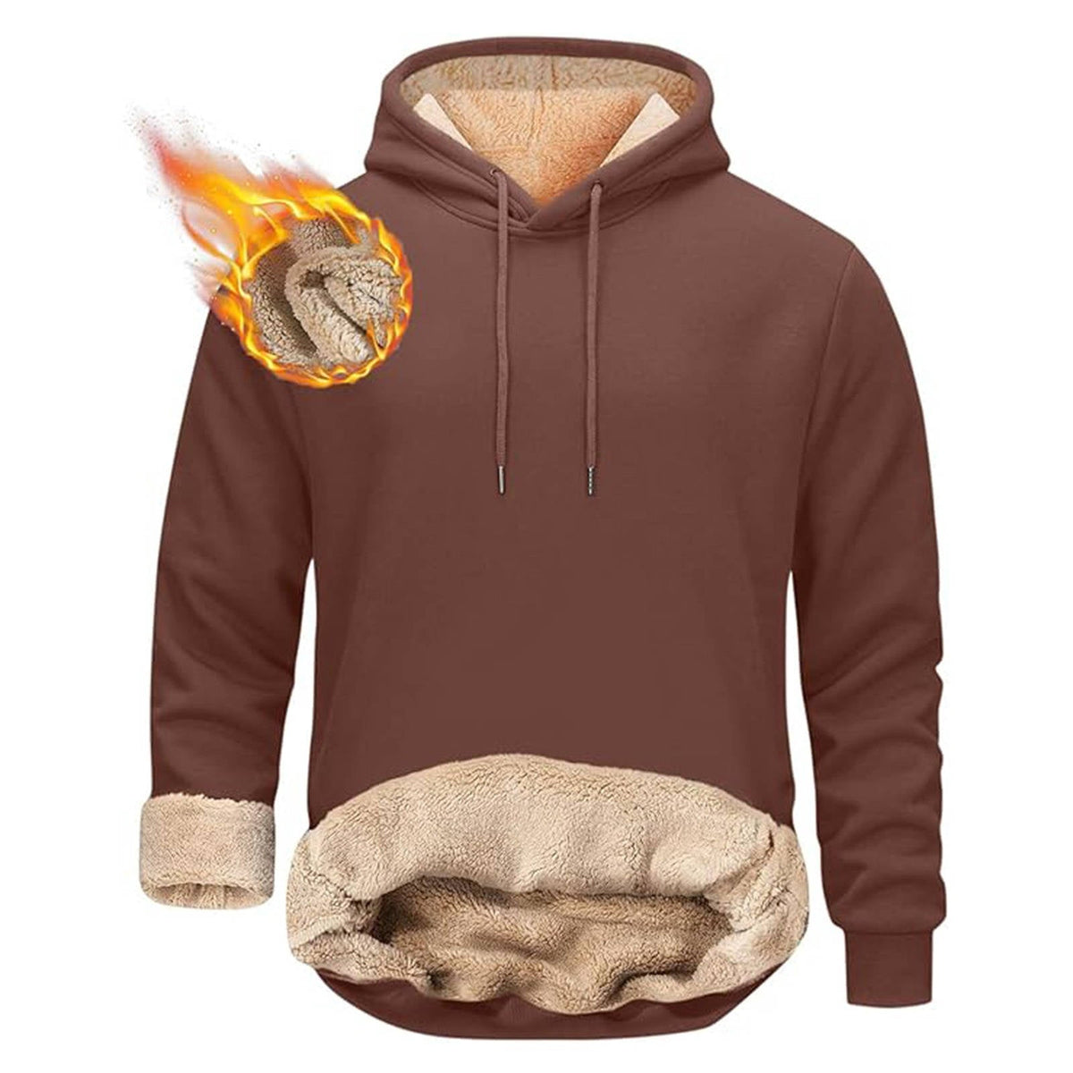 Sherpa Fleece Hoodie for Men with Hidden Zipper Pocket and Raglan Sleeves
