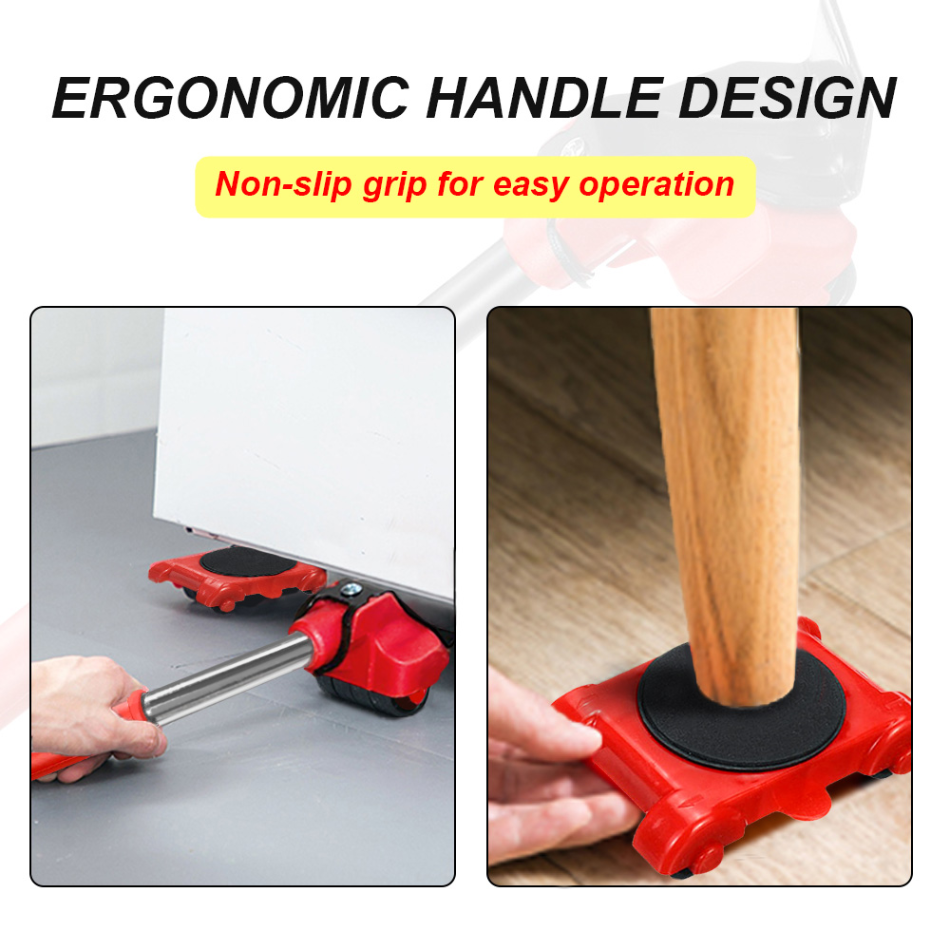 Furniture Rollers and Lifter Tool Set for Moving