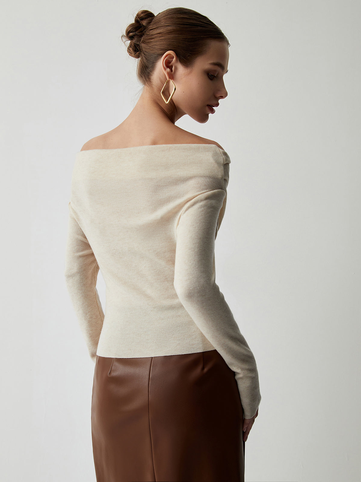 Knit Top with Polyester Acrylic Blend and Wrist Length Sleeves for Layering
