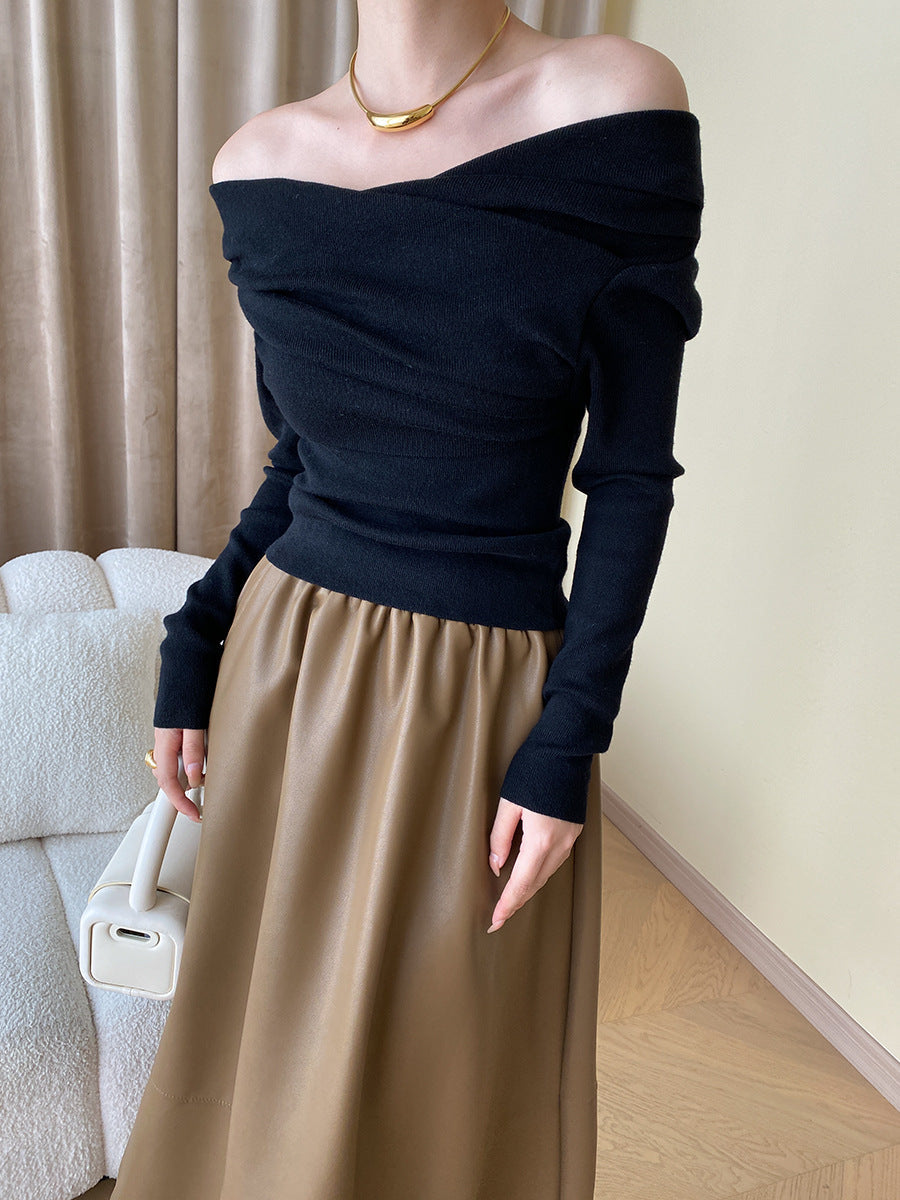 Knit Top with Polyester Acrylic Blend and Wrist Length Sleeves for Layering
