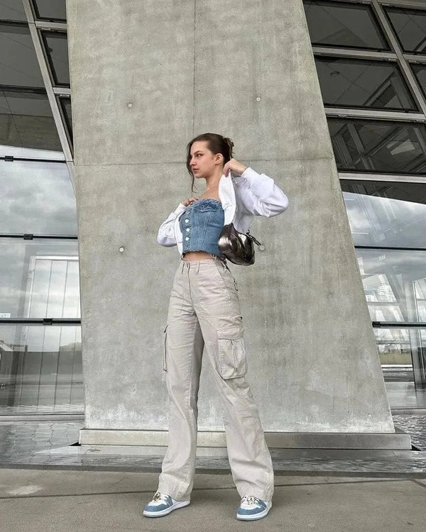 Cargo Pants with Adjustable Fit and Straight Leg