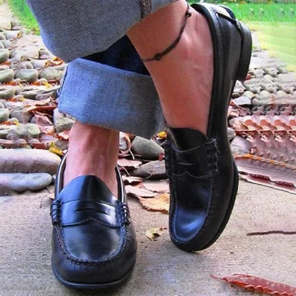 Women's Slip On Loafers with Round Toe and Low Heel, Synthetic
