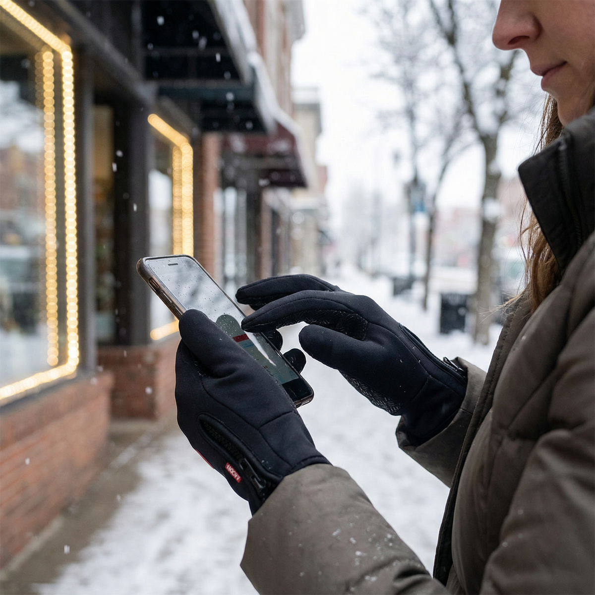 Touchscreen Winter Gloves with Conductive Fingertips and Silicone Grip Palm