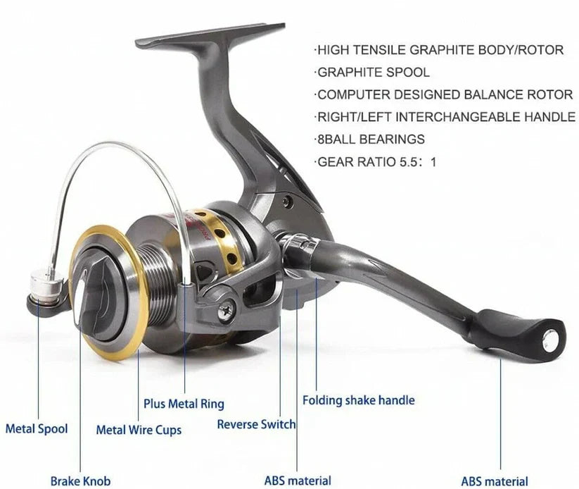 Telescopic Carbon Fiber Fishing Rod and Reel Combo Saltwater Freshwater