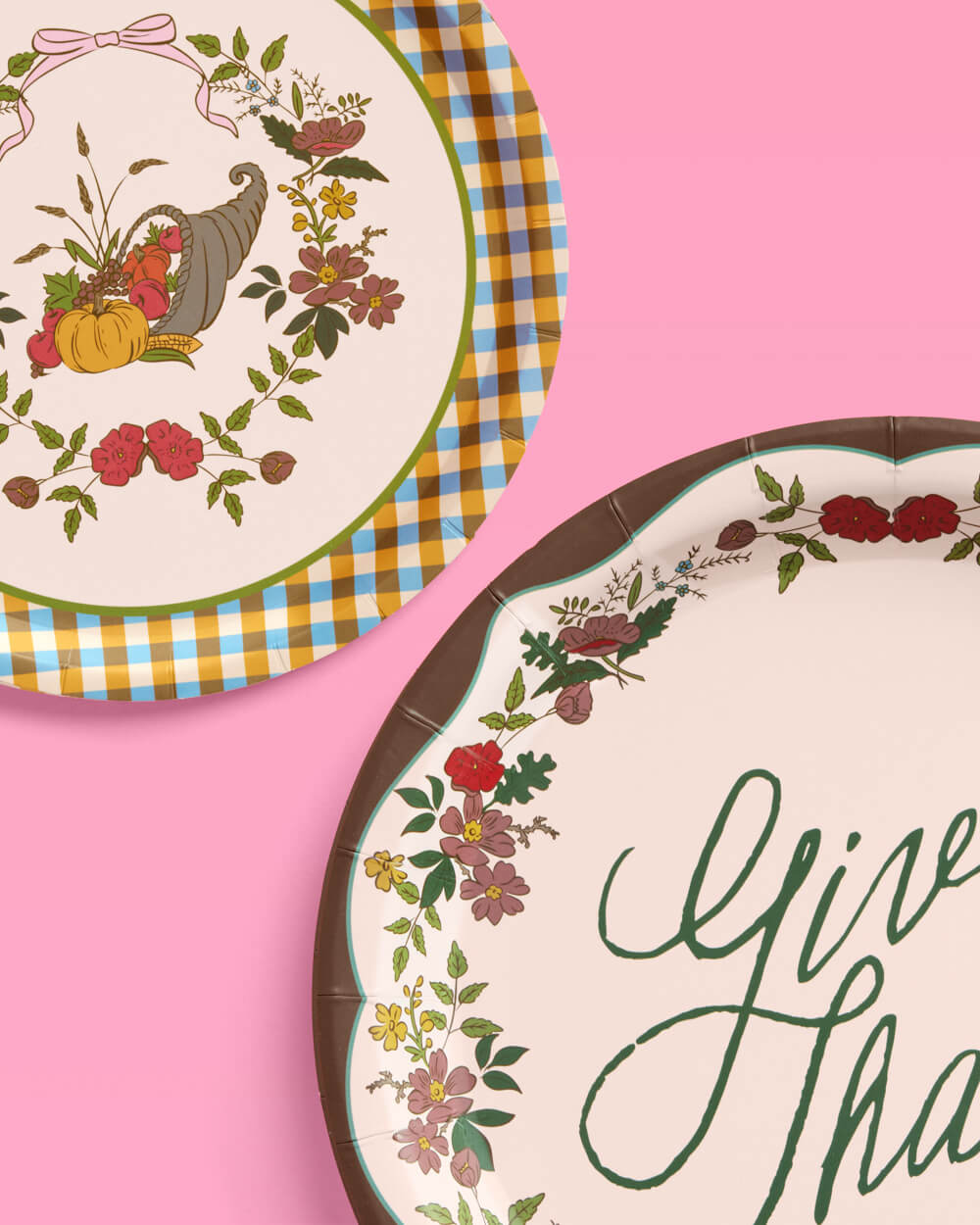 Iridescent Paper Plates with Autumn Patterns, Dual Size Set for Thanksgiving