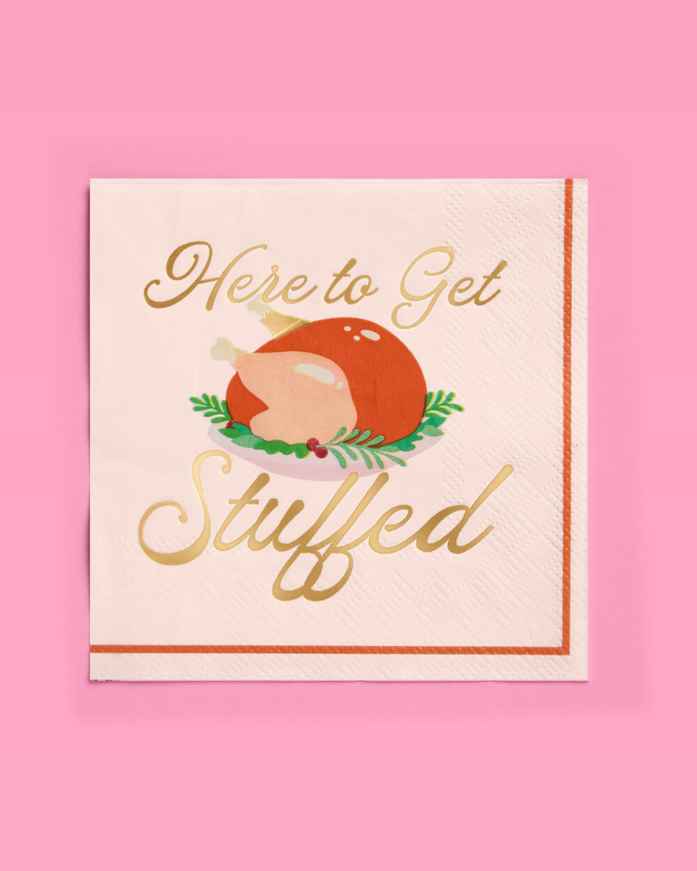 Turkey Cocktail Napkins with Gold Foil Accents and Cream Base, 50-Count