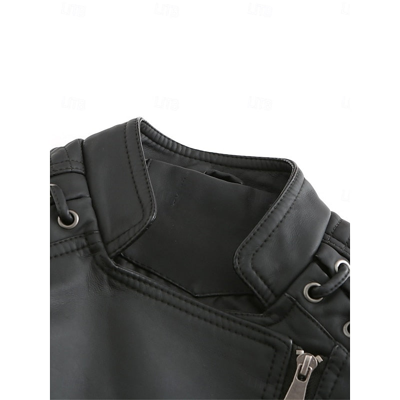 Womens Tailored Biker Jacket with a Structured Silhouette in Black, Khaki, Red or Pink