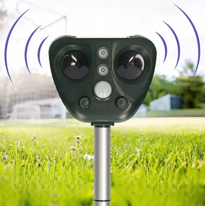 Solar Ultrasonic Bird Repeller with Motion Sensor and LED Flashing, 30ft Range
