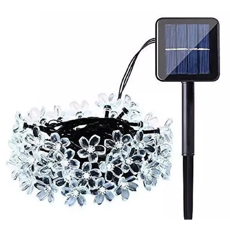 Solar Cherry Blossom String Lights with 50 Bulbs and Copper Wire, 5 Meter Length All Vera Mart