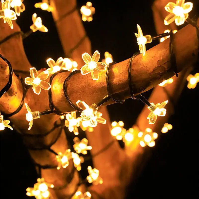 Solar Cherry Blossom String Lights with 50 Bulbs and Copper Wire, 5 Meter Length All Vera Mart