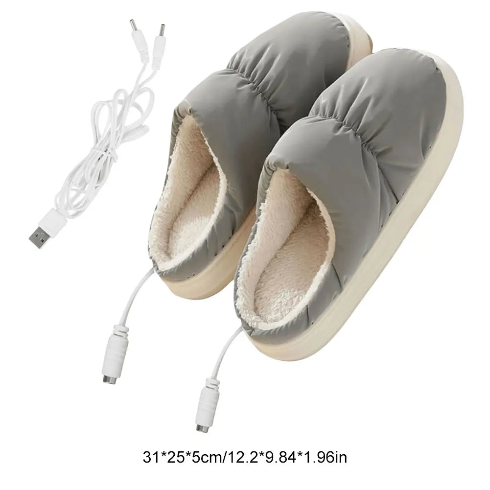 Heated Slippers with Detachable Cable and Non-Slip Base for Men and Women