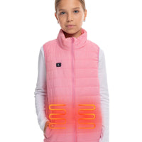Girls Electric Heated Puffer Vest with Rechargeable Battery Pack and Zipper Pockets