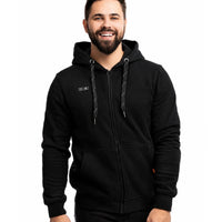 Mens Electric Heated Zipper Sweatshirt with Rechargeable Battery Pack and Dual Heating Zones