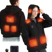 Unisex Electric Heated Fleece Pullover Sweatshirt with Included Battery Pack