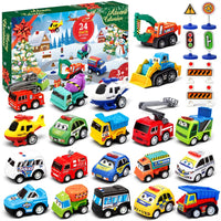 Holiday Window Box With 21 Pull Back Cars, Trucks and Planes and 3 Road Sign Sets for Floor Play