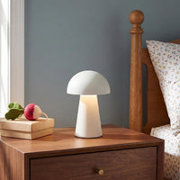 Modern White Rechargeable Table Lamp with Dimming Light and Ribbed Base