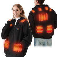 Unisex Electric Heated Fleece Pullover Sweatshirt with Included Battery Pack