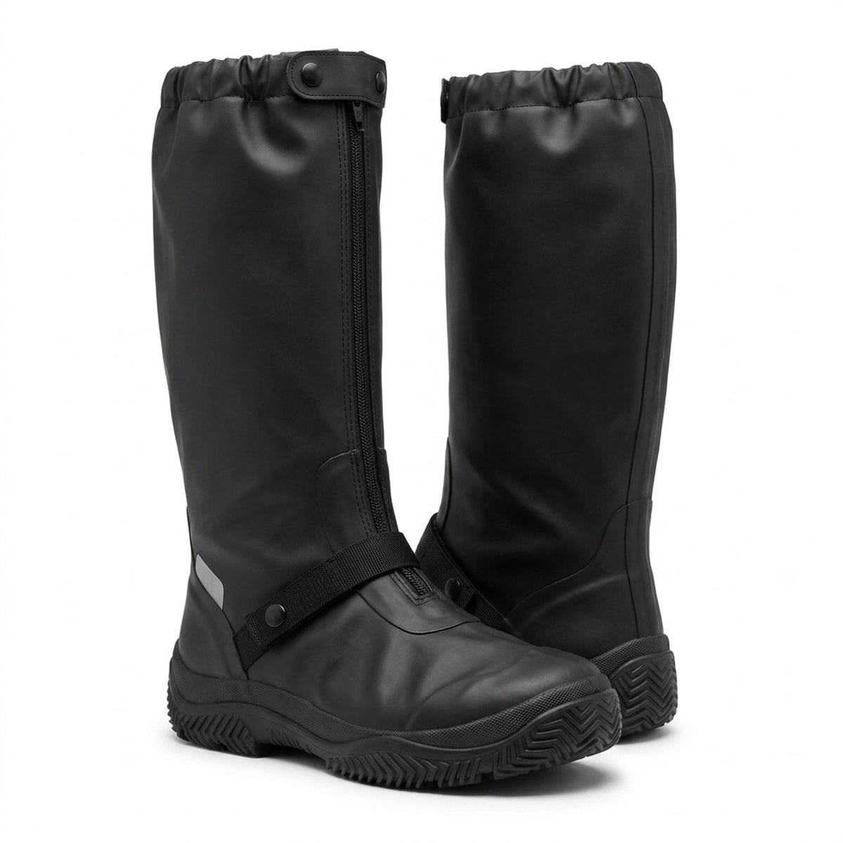 Calf High Rain Boot Covers with Side Zip and Reflective Panel in Four Sizes for Wet Weather
