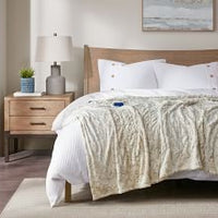 Electric Heated Throw Blanket with Plush Faux Fur and Controller
