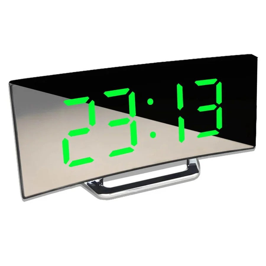 Curved Screen Digital Alarm Clock with Large Number Display and Night Dimmer