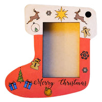Wood Stocking Photo Ornament with Unfinished Kit and Painted Options