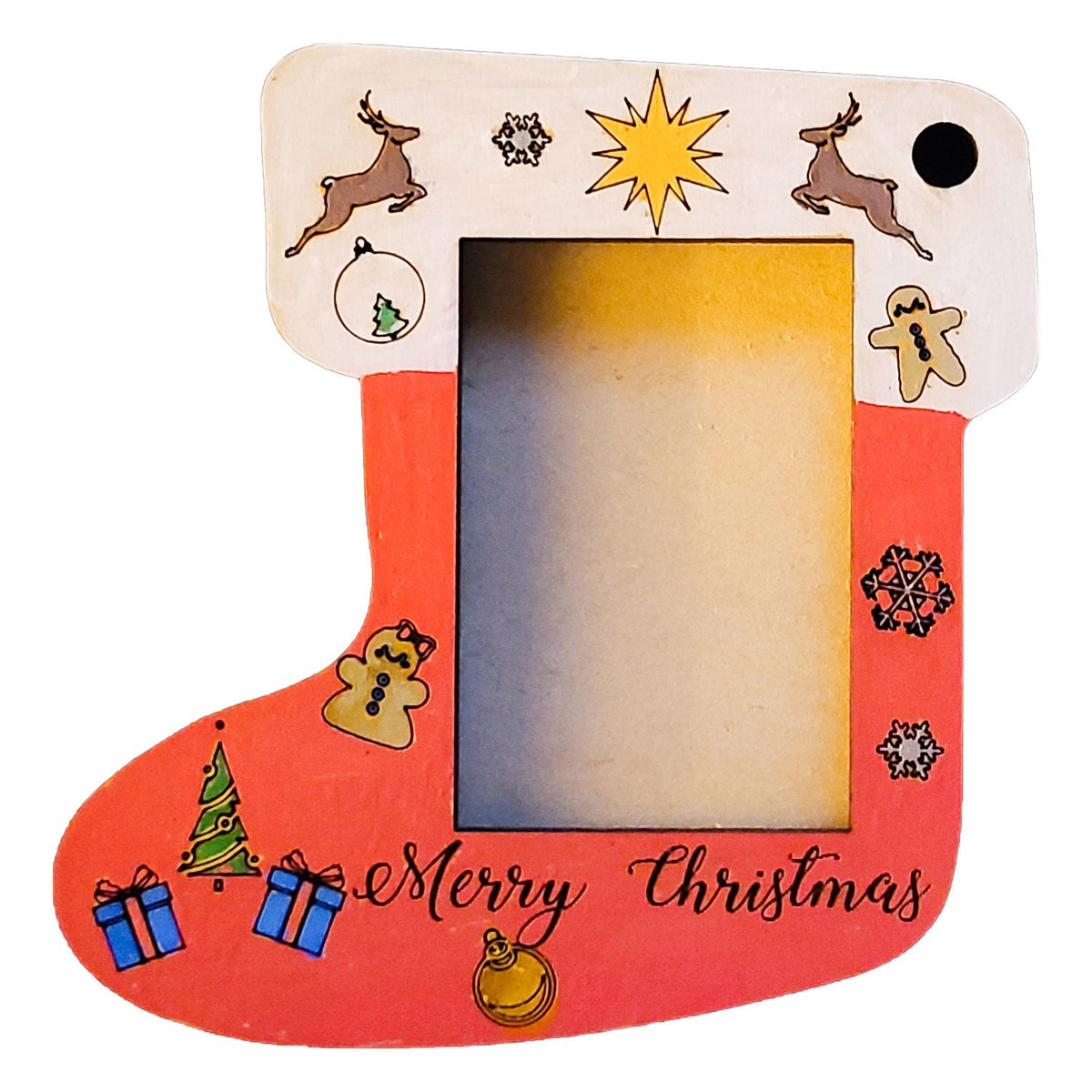 Wood Stocking Photo Ornament with Unfinished Kit and Painted Options