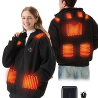 Unisex Electric Heated Fleece Pullover Sweatshirt with Included Battery Pack