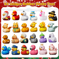 Holiday Calendar Box of 24 Costume Rubber Ducks for Ages 3 to 8 with a Numbered Door for Each Day