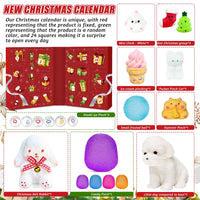 Christmas Calendar Holding 24 Different Squishies Including a Clear Cat Paw, Bunnies, Bears and a Strawberry