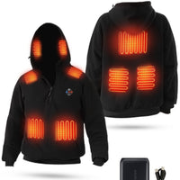 Unisex Electric Heated Fleece Pullover Sweatshirt with Included Battery Pack