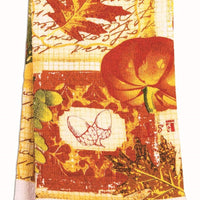 Autumn Harvest Kitchen Linen Set with Printed Oven Mitt Towel and Potholder