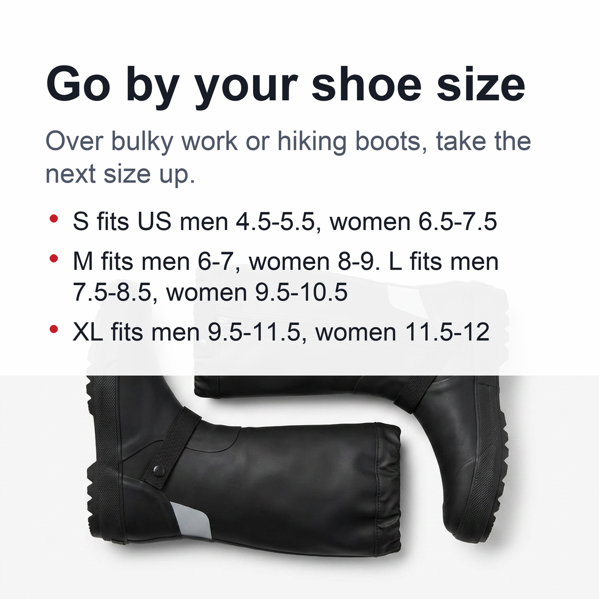 Calf High Rain Boot Covers with Side Zip and Reflective Panel in Four Sizes for Wet Weather