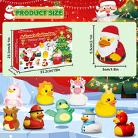 Holiday Calendar Box of 24 Costume Rubber Ducks for Ages 3 to 8 with a Numbered Door for Each Day