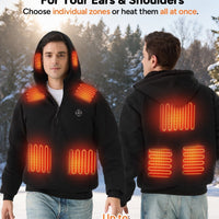 Unisex Electric Heated Fleece Pullover Sweatshirt with Included Battery Pack