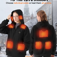 Unisex Electric Heated Fleece Pullover Sweatshirt with Included Battery Pack
