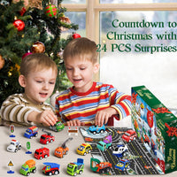 Holiday Window Box With 21 Pull Back Cars, Trucks and Planes and 3 Road Sign Sets for Floor Play