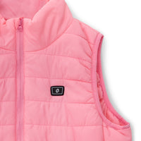 Girls Electric Heated Puffer Vest with Rechargeable Battery Pack and Zipper Pockets