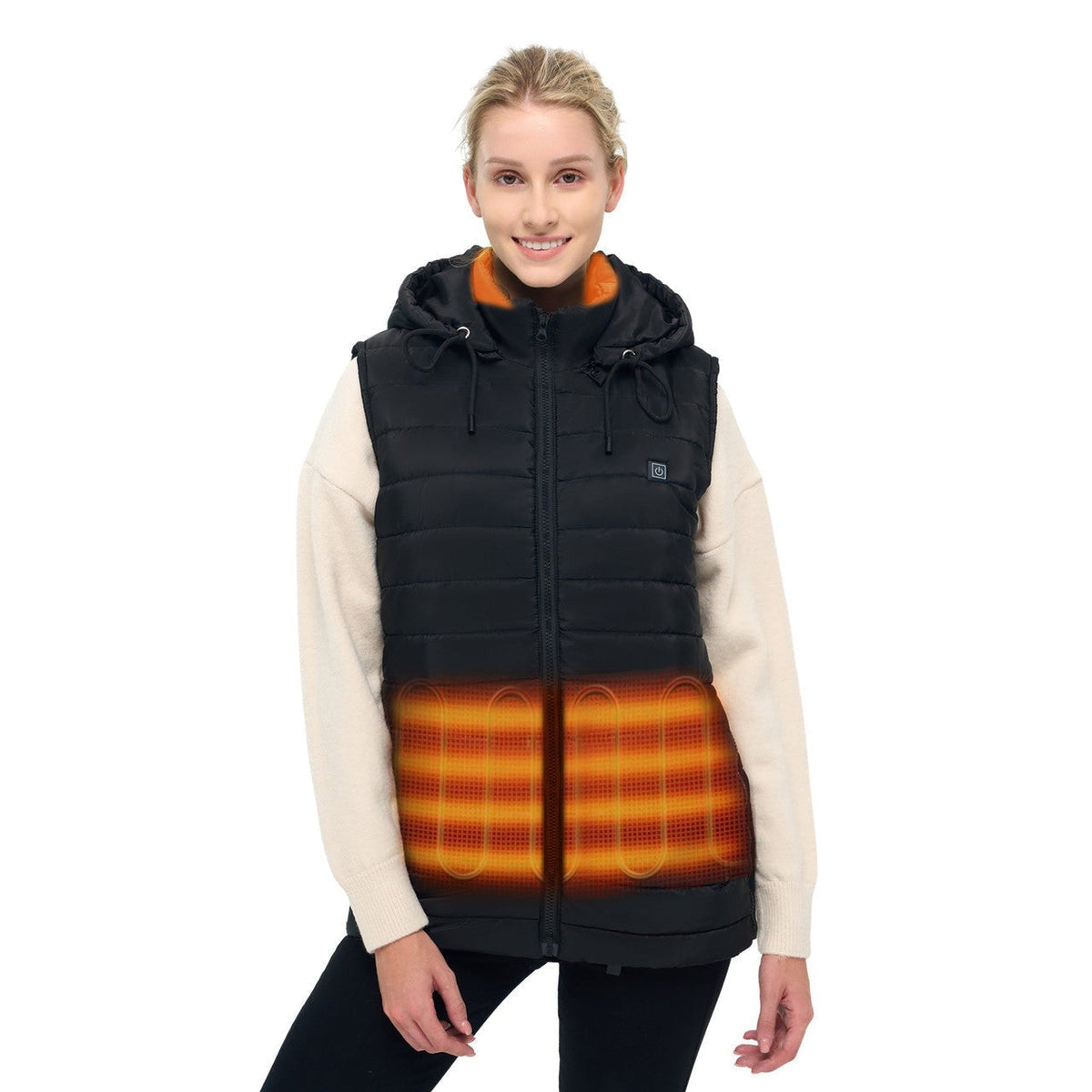 USB Thermal Heated Vest with Detachable Hood for Outdoor Cold Weather