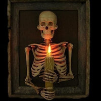 Framed Skeleton Torso Wall Decor with Flickering LED Light and Hanging Hardware