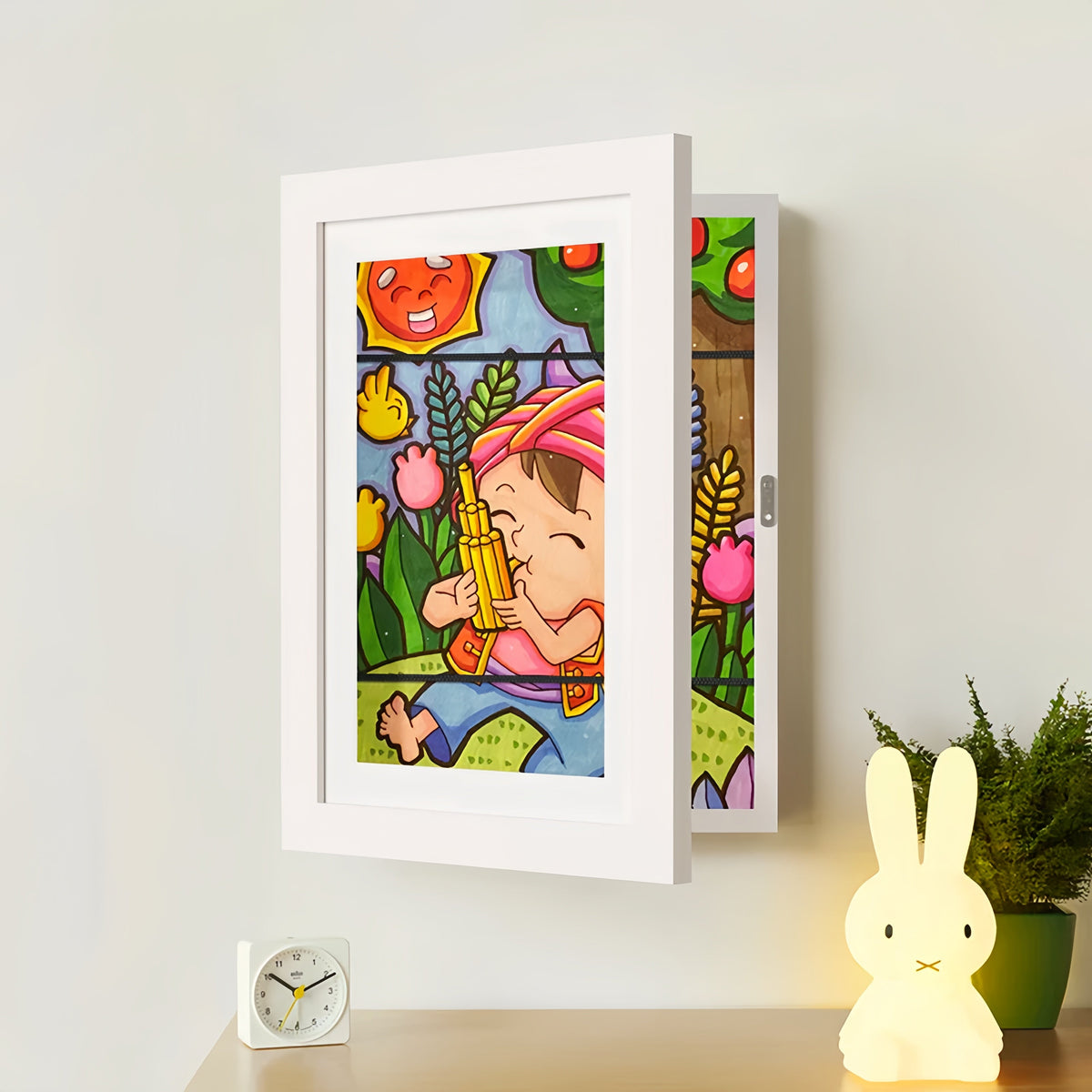Children's Art Display Frame with Magnetic Latch and 150-Sheet Storage