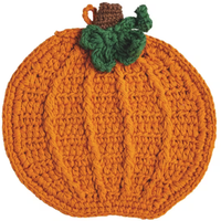 Pumpkin-Shaped Cotton Trivet with Crocheted Texture and Grip Surface