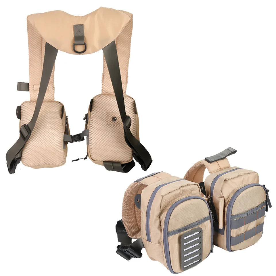 Fly Fishing Chest Bag with Tool Loops and Mesh Pockets, Ventilated Back Panel