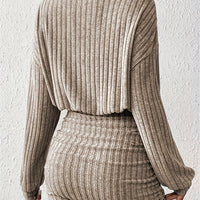 Knee Length Bodycon Dress with Ruched Waist and Long Sleeves