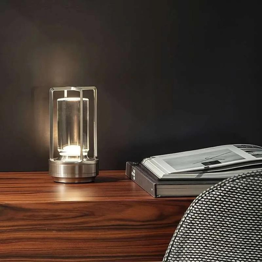 Cordless Rechargeable Metal Lantern Lamp with 3 Stage Touch Dimming for Tables and Patios