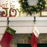 Adjustable Mantel Clamp Stocking Hanger with Dual Hooks and Rubber Pads for Garlands and Stockings