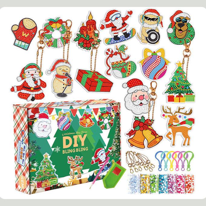 Diamond Painting Keychain Kit with Resin Beads and Applicator Tool for Ages 6+