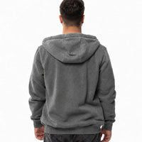 Mens Electric Heated Zipper Sweatshirt with Rechargeable Battery Pack and Dual Heating Zones