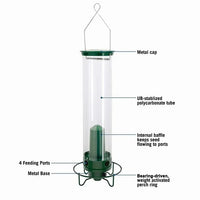 Spinning Perch Bird Feeder with 4 Feeding Ports and 5 Pound Seed Capacity for Backyards
