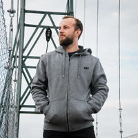 Mens Electric Heated Zipper Sweatshirt with Rechargeable Battery Pack and Dual Heating Zones