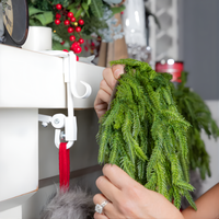 Adjustable Mantel Clamp Stocking Hanger with Dual Hooks and Rubber Pads for Garlands and Stockings